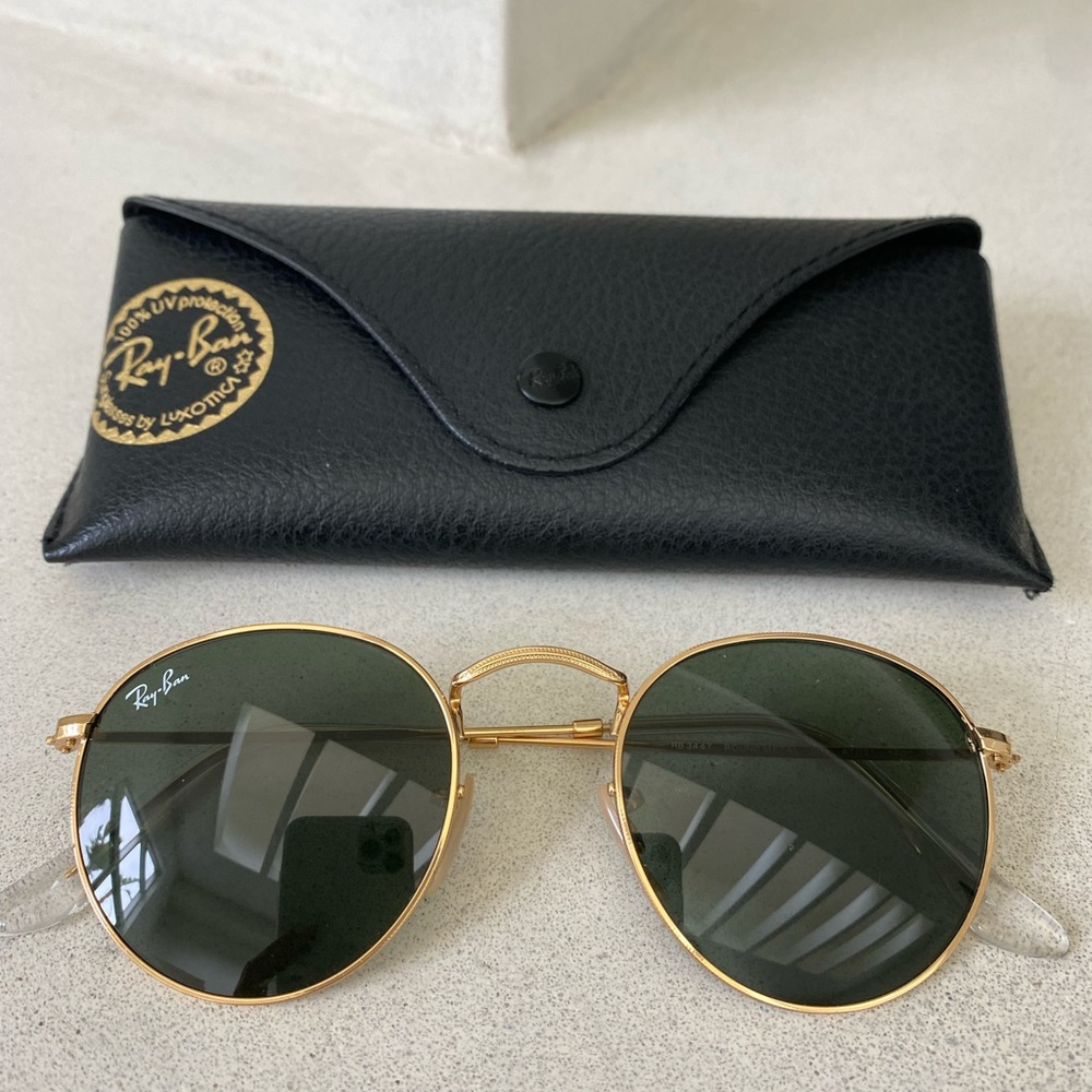 Rayban RB3447 round metal gold frames